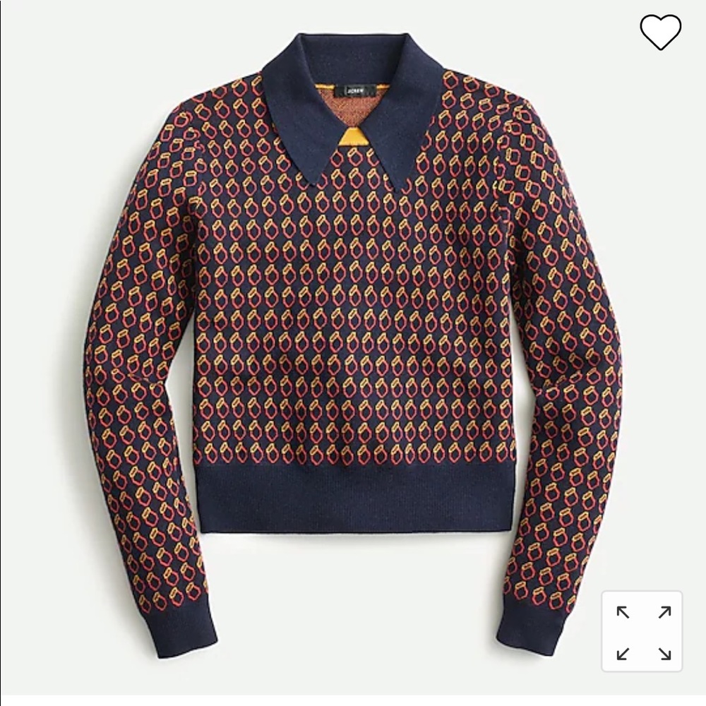 NWT J. Crew collared sweater in geometric ring print XS